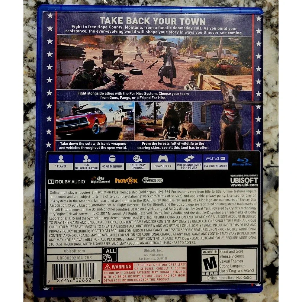 Sony PlayStation 4 PS4: FARCRY 5,CLN DISC, TESTED, VG COND, FAST SHIPPING